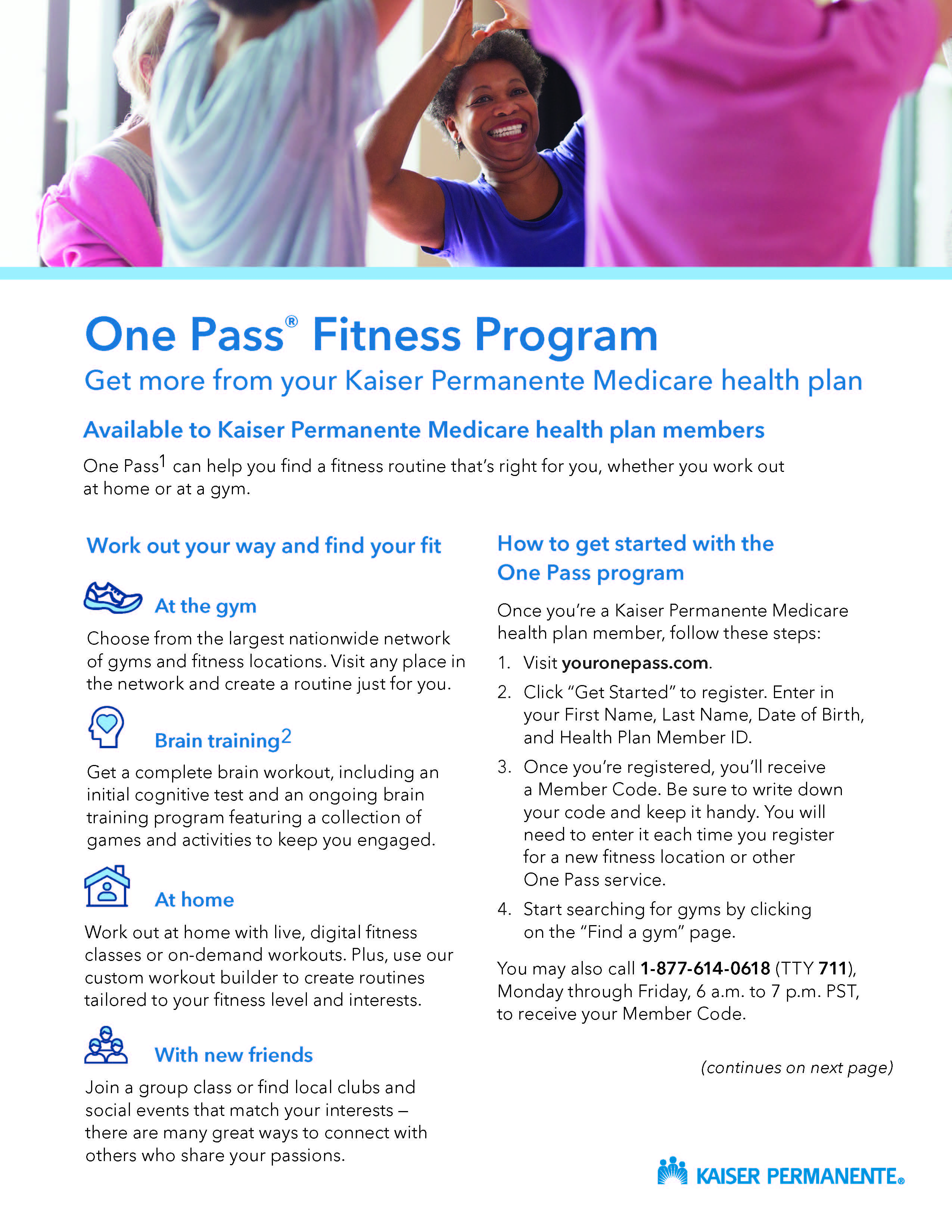 One Pass® Fitness Program Flyer