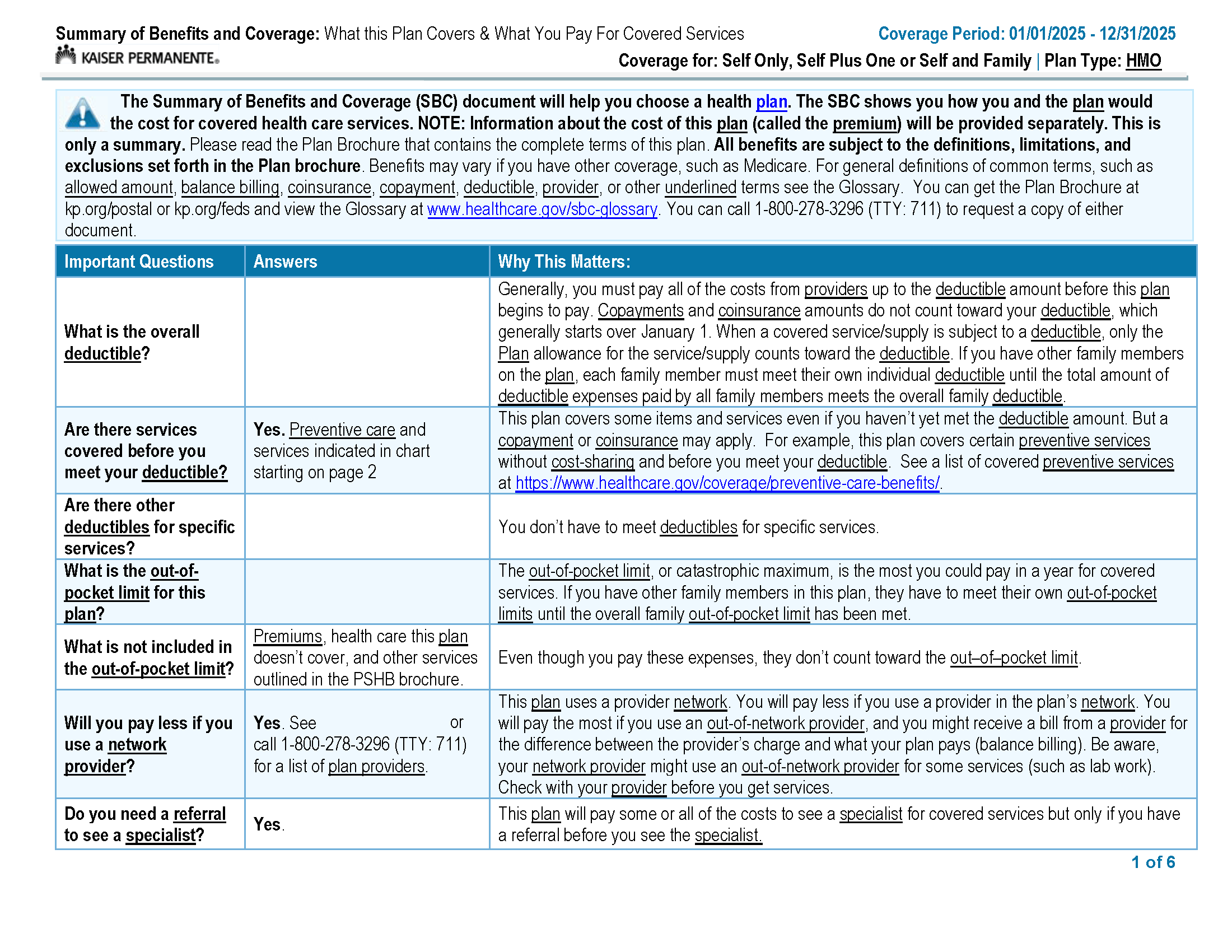 2025 NCAL PSHB High Option SBC